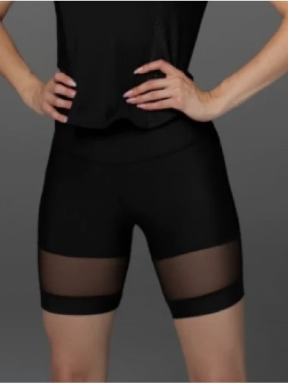 MICHI Black High-Rise Bike Shorts with Mesh Panels - Medium